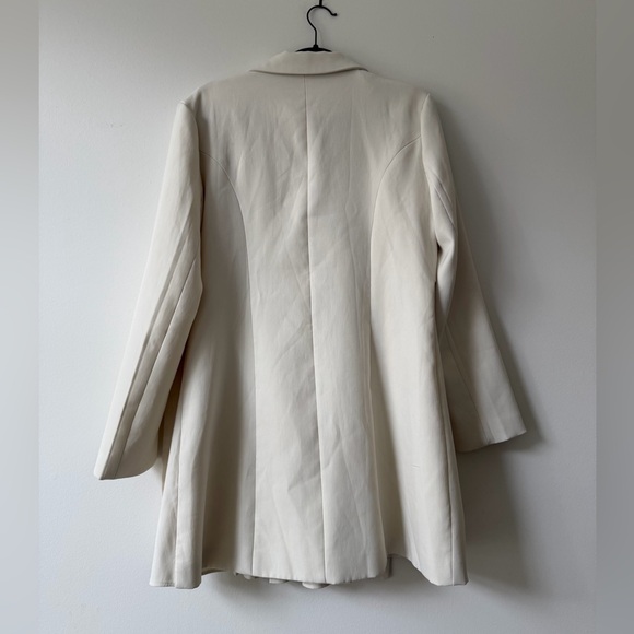 Chic Ivory Belted Blazer Dress Pleated Business Casual Office Professional - Picture 6 of 6